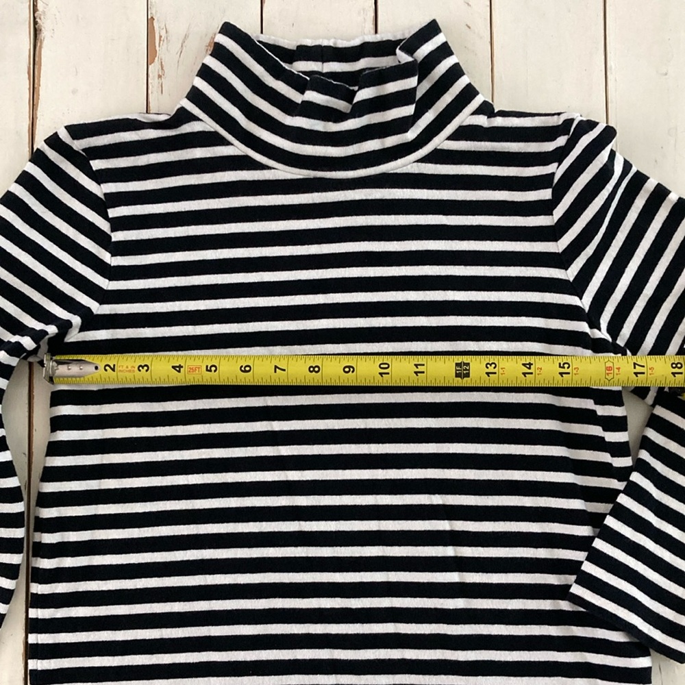 J. Crew Black and White Long Sleeve Mock Turtleneck w/ Classic Stripes - Picture 3 of 6